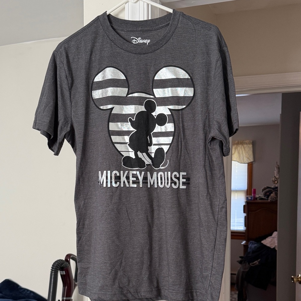 Disney Mickey Mouse Striped Gray  T-Shirt